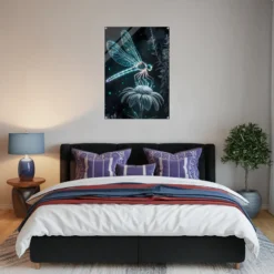 Cozy bedroom luminous flower garden dragonfly acrylic wall art