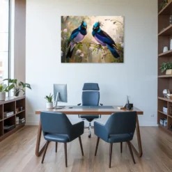 Exotic birds pair minimalistic office wall art