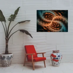 orange-brown and teal galaxy artwork display outdoor space