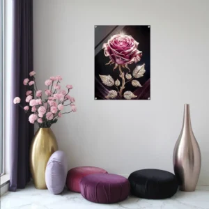 Gilded rose acrylic wall hanging