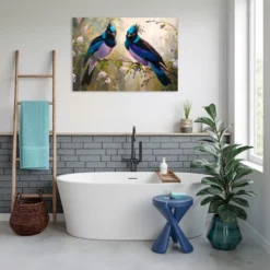 Humidity resistant exotic birds bathroom wall hanging