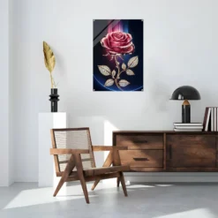 Indoor display radiant rose acrylic wall art