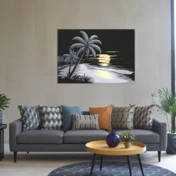 Large beach sunset artwork modern living room