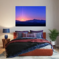 Large soothing sunset artwork bedroom wall decor