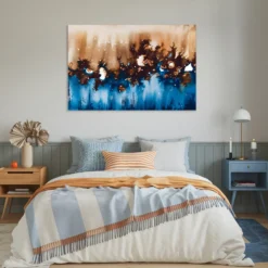 Large blue brown print for modern bedroom