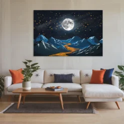 Large starry night landscape aluminum wall print display classic living room