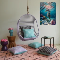Sunlit underwater with seahorse lounge room wall decor