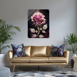 Luxurious living room acrylic wall decor gilded rose