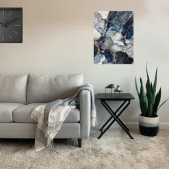 Minimal list living with neutral color marble veining acrylic wall art