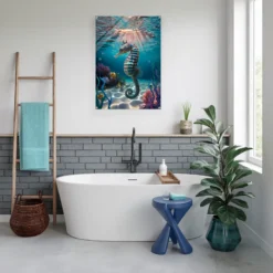 Modern bathroom wall decor seahorse