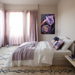 White-purple-pink bedroom-radiant tulip and rose wall hanging