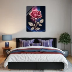 Modern cozy bedroom wall hanging radiant rose acrylic print