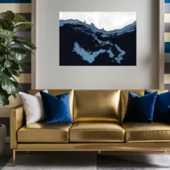 Modern living-wall decor: monochromatic-topographic map aluminum print