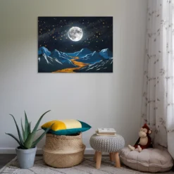 Moonlight landscape wall art kid room