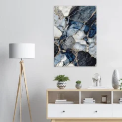 Neutral color wall decor with marble veining