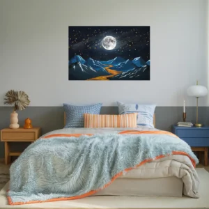 Cozy bedroom wall decor-night scene landscape metal art