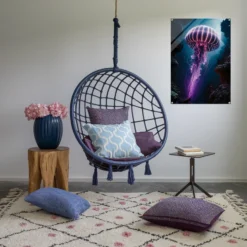 Purple blue lounge room decor jellyfish art