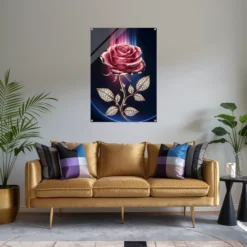 Small lavish living room featuring radiant rose acrylic print