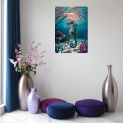 Radiant seahorse underwater wall hanging acrylic