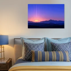 Soothing sunset metallic print modern bedroom wall hanging