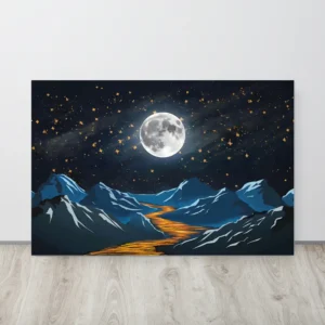 Starry night landscape metallic wall art print