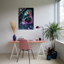 Study room showcase luminescent floral butterfly