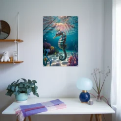 Sunlit seahorse acrylic durable wall decoration