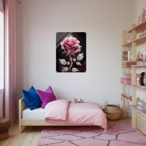 Teen girl bedroom gold violet rose artwork
