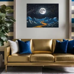 Tiny living room decor -starry night landscape wall hanging