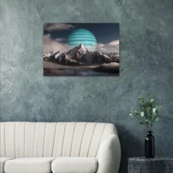 Turquoise jupiter mountain landscape metal wallprint