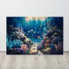 Vibrant coral reef metal wall art print: Colorful underwater Decor