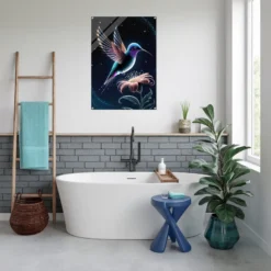 Water-resistant bathroom wall decor-hummingbird acrylic print