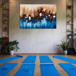 Blue brown yoga wall decor