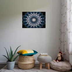 Children's room blue floral artwork