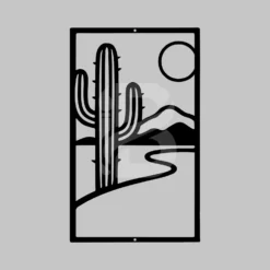 Contemporary abstract desert geometric cactus metal art-minimalist for outdoor and indoor