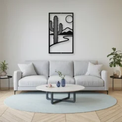 Black metallic abstract desert wall art living room
