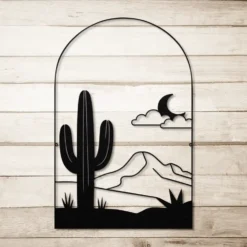 Black steel desert moonlight wall hanging decor