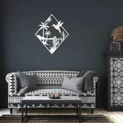 Desert oasis metal wall art modern living room