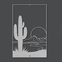 Grey metallic desert sunset wall hanging