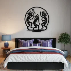 Large bedroom above bed metal wall art-Kokopelli dance
