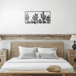 Large bedroom black steel wall art panoramic desert scene