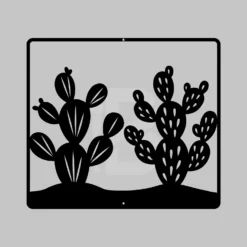 Metal prickly pear cactus pair wall art