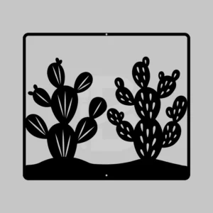 Metal prickly pear cactus pair wall art