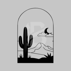 Minimalist desert moonlight arch metal wall art for indoor and outdoor