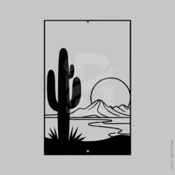 Minimalist desert sunset metal wall art for indoor and outdoor
