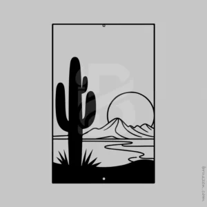 Minimalist desert sunset metal wall art for indoor and outdoor