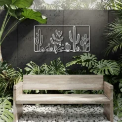 Outdoor garden panoramic desert scene metal wall art