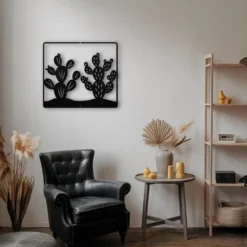 Prickly pear cacti metal-wall art lounge room