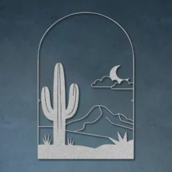 Grey desert moonlight metal wall art