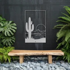 Silver grey desert sunset metal wall art outdoor